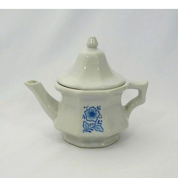 Vintage AVON China Teapot Candle Holder White Blue Floral NWOB - Picture 1 of 7